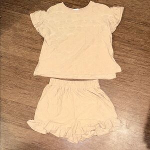 Ruffle Sleeve Top & High Waist Shorts Set